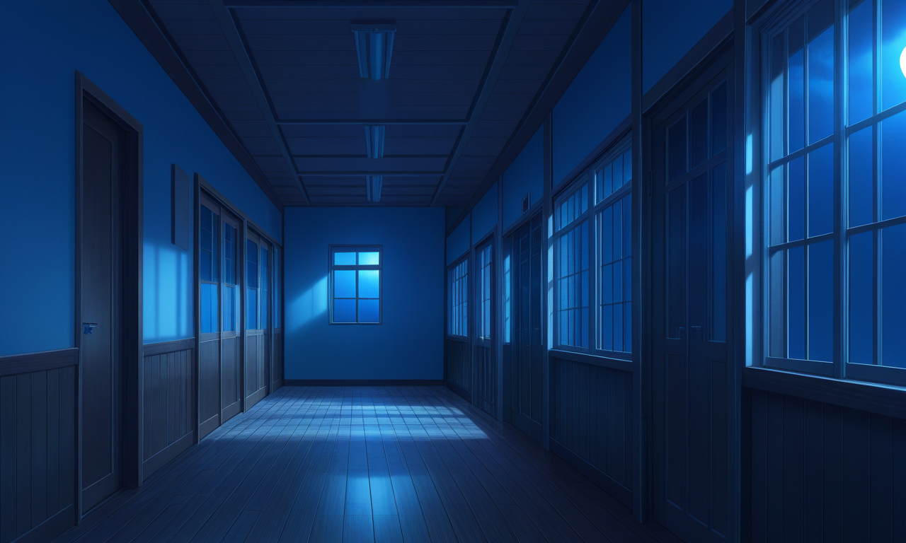 深度を維持して夜の月明かりの廊下に変換した結果