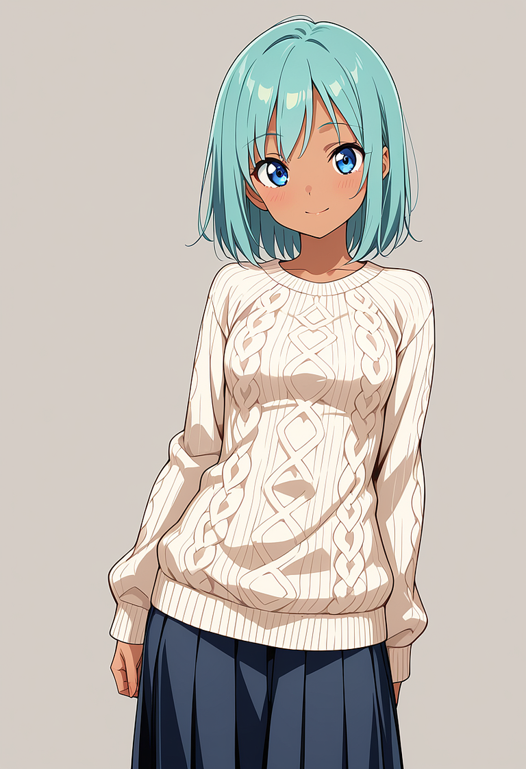 瑠水奈の髪型（水色の髪（aqua）／aqua hair）