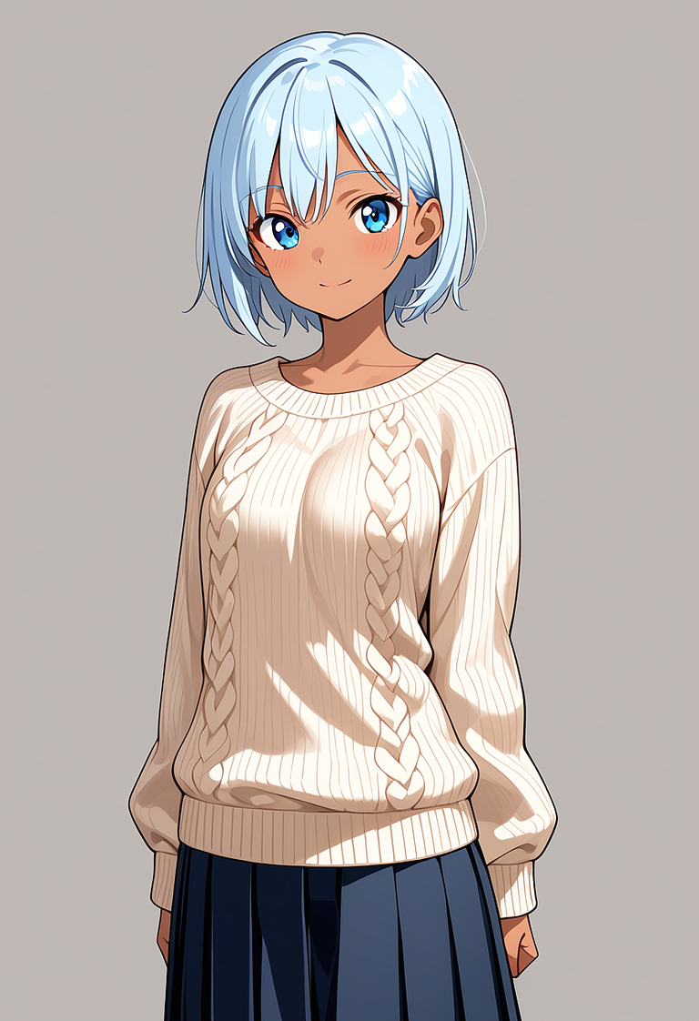 瑠水奈の髪型（水色の髪／light blue hair）