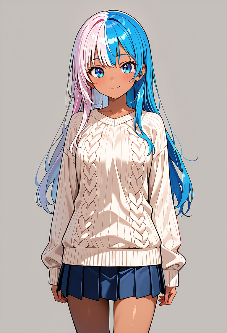 瑠水奈の髪型（左右で色違い／split-color hair）