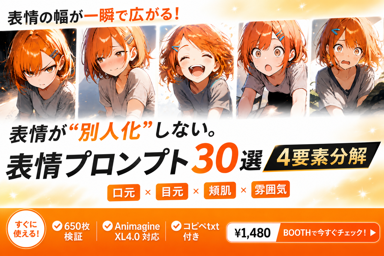 表情プロンプト30選 ― 4要素分解フレームワーク（Animagine XL 4.0対応）