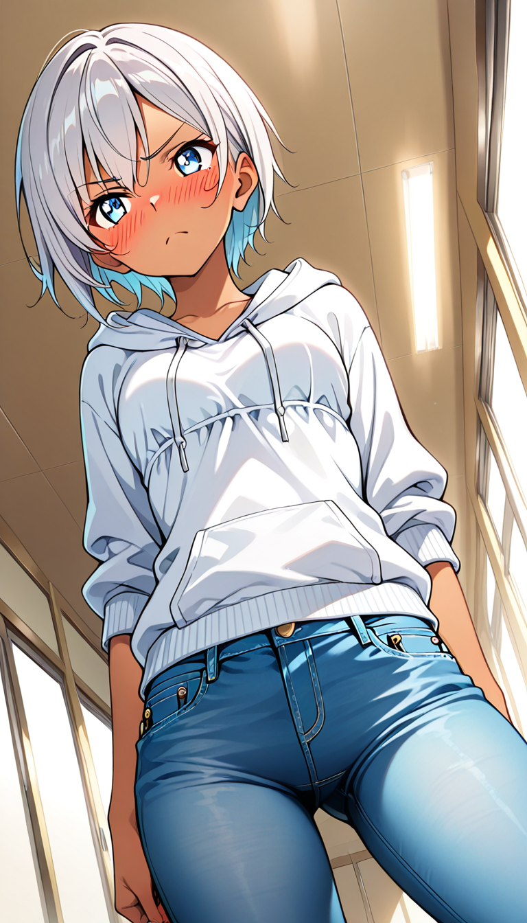 眉をひそめて怒る瑠水奈