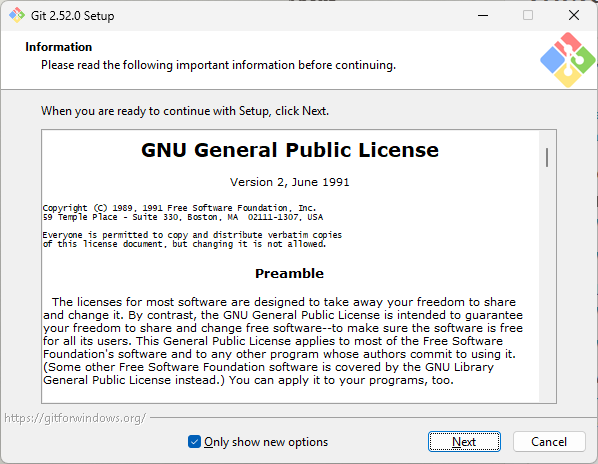 Git インストール画面